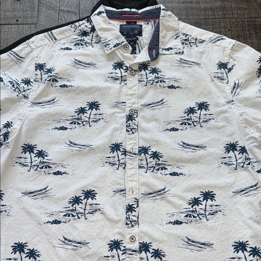 Denim & Flower White and Blue Men's Shirt